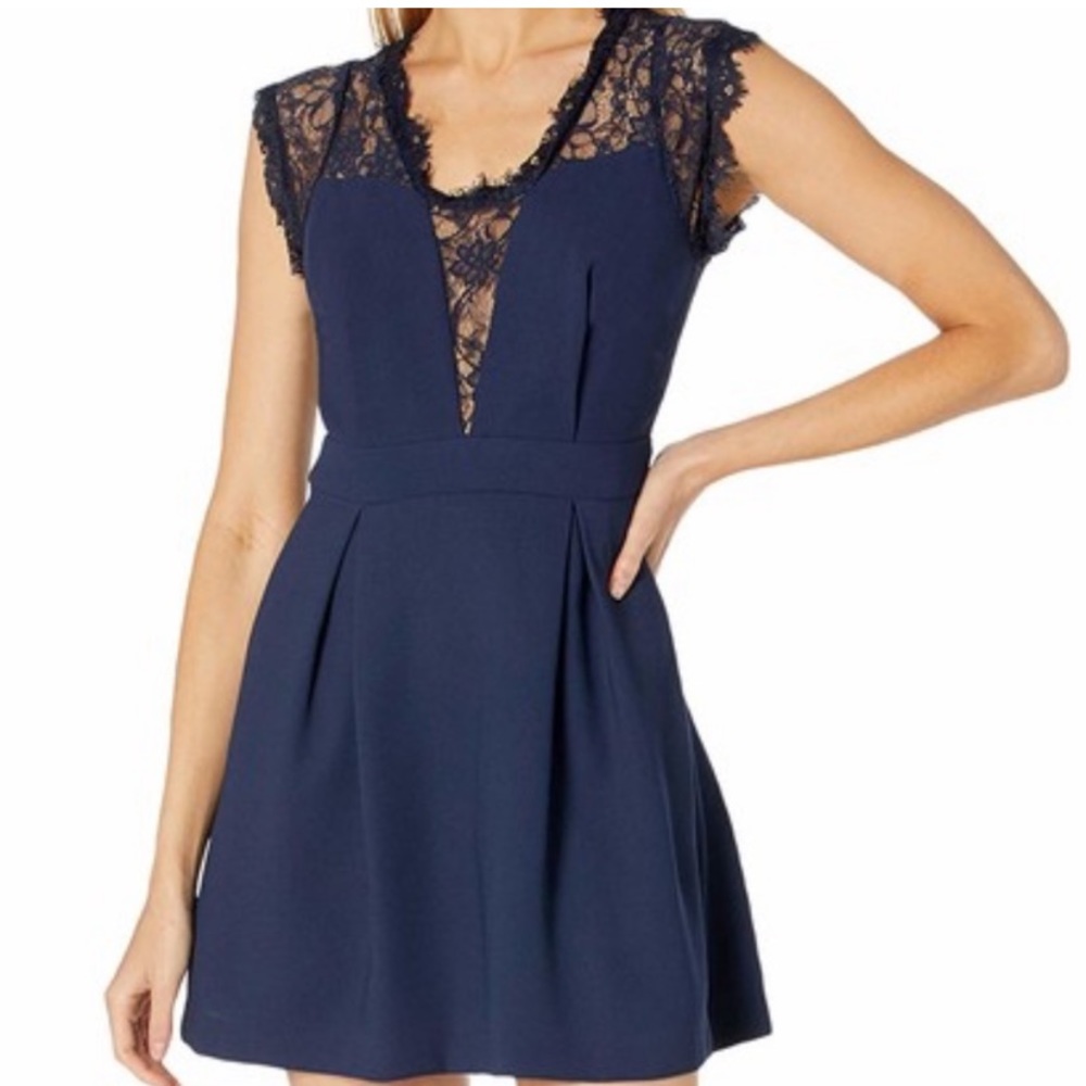 BCBGeneration Lace Inset Dress Navy - Picture 2 of 4